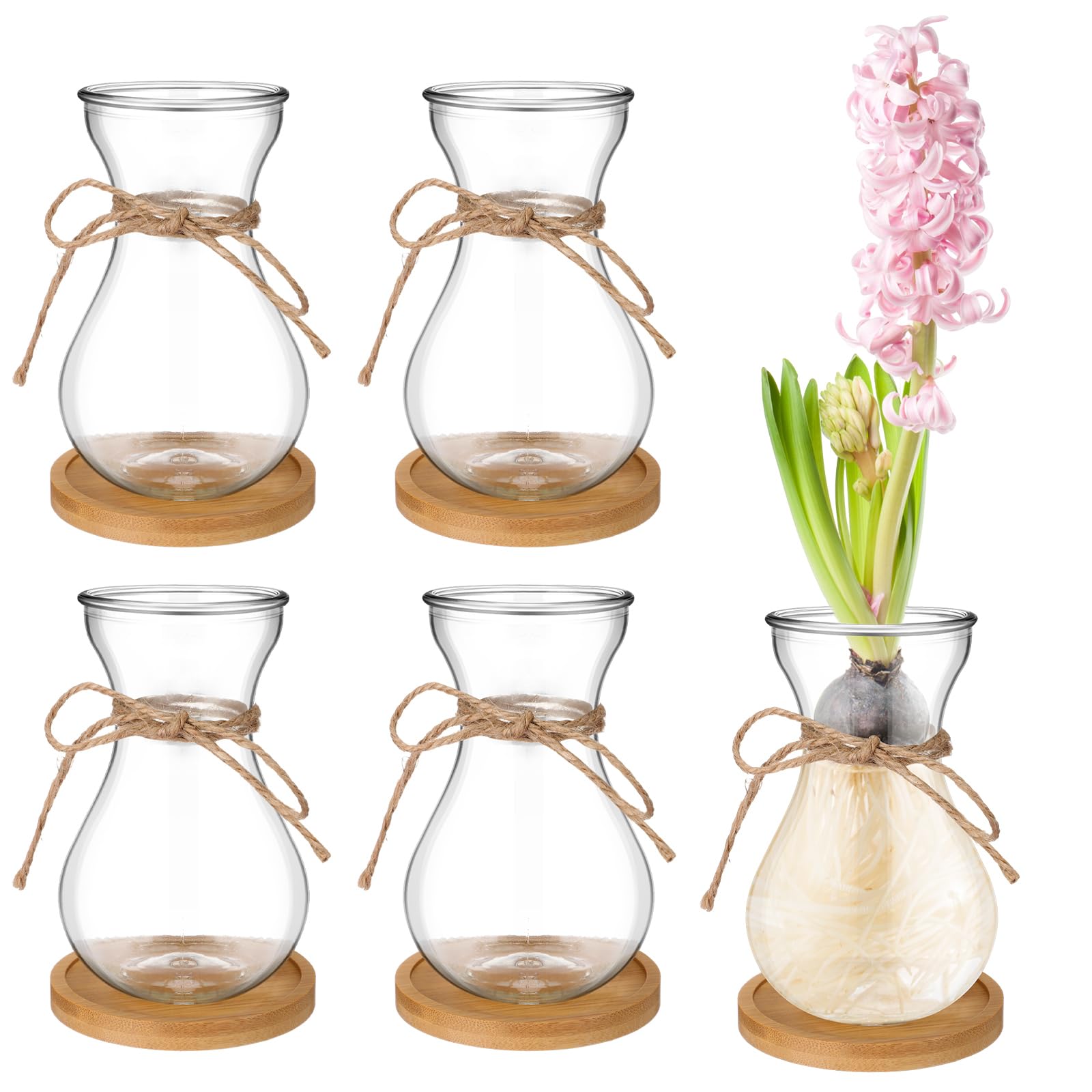 FoldTier Bulb Glass Vases with Bamboo Coaster
