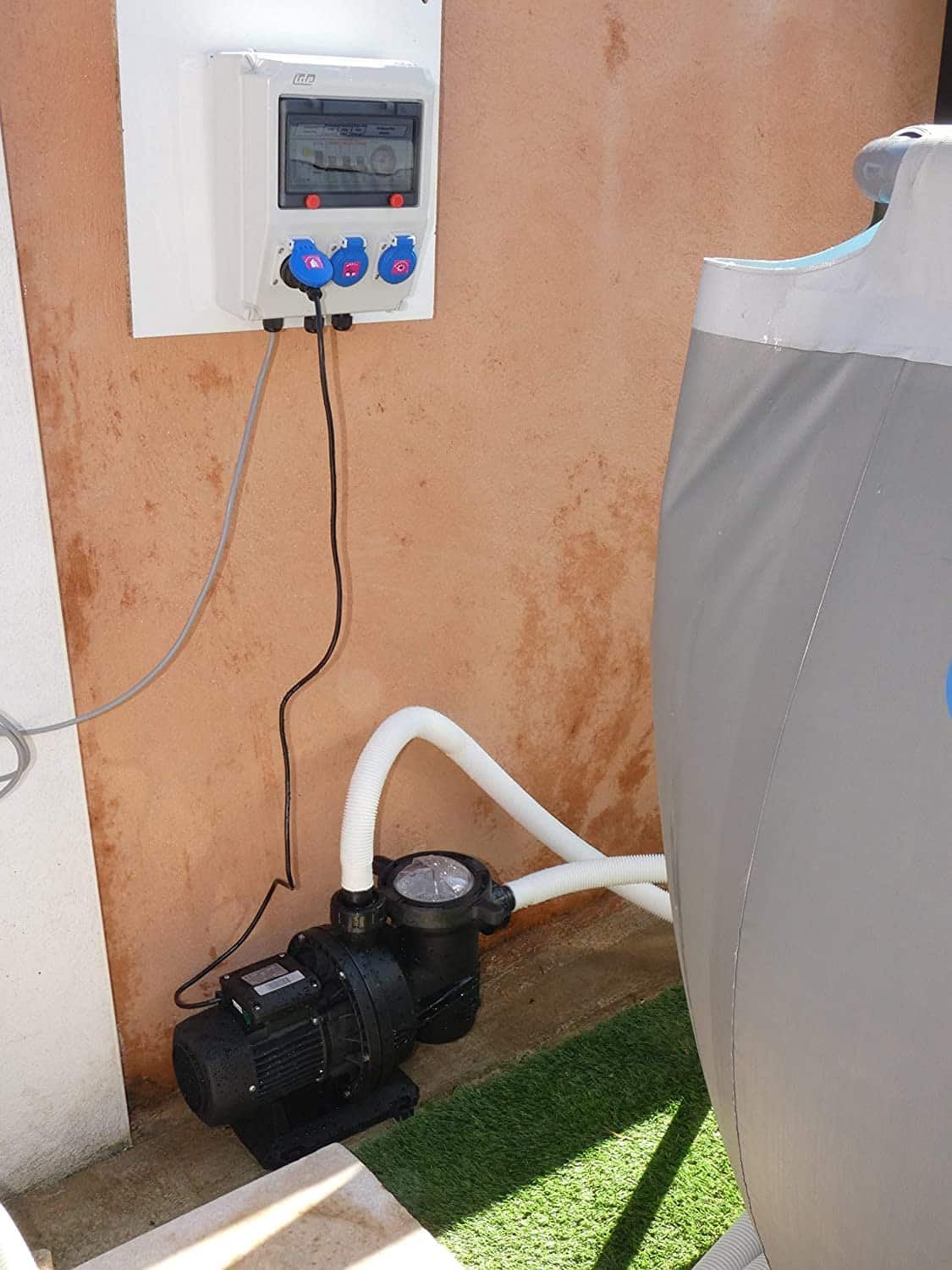 EDENEA - Coffret Electrique Piscine sur Prises - Pompe Filtration+Robot Piscine+Projecteur LED - Protection 30mA - Horloge - Idéal pour Piscine Hors Sol