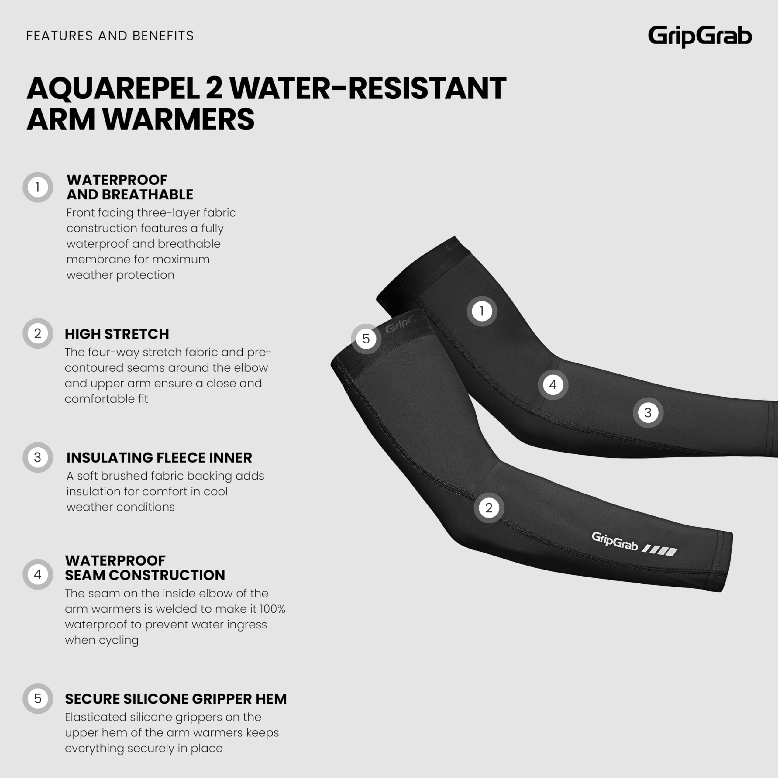 GripGrab Gripgrab Aquarepel 2 Wasserabweisende Armlinge Manicotti da ciclismo Unisex - Adulto (Pacco da 1)