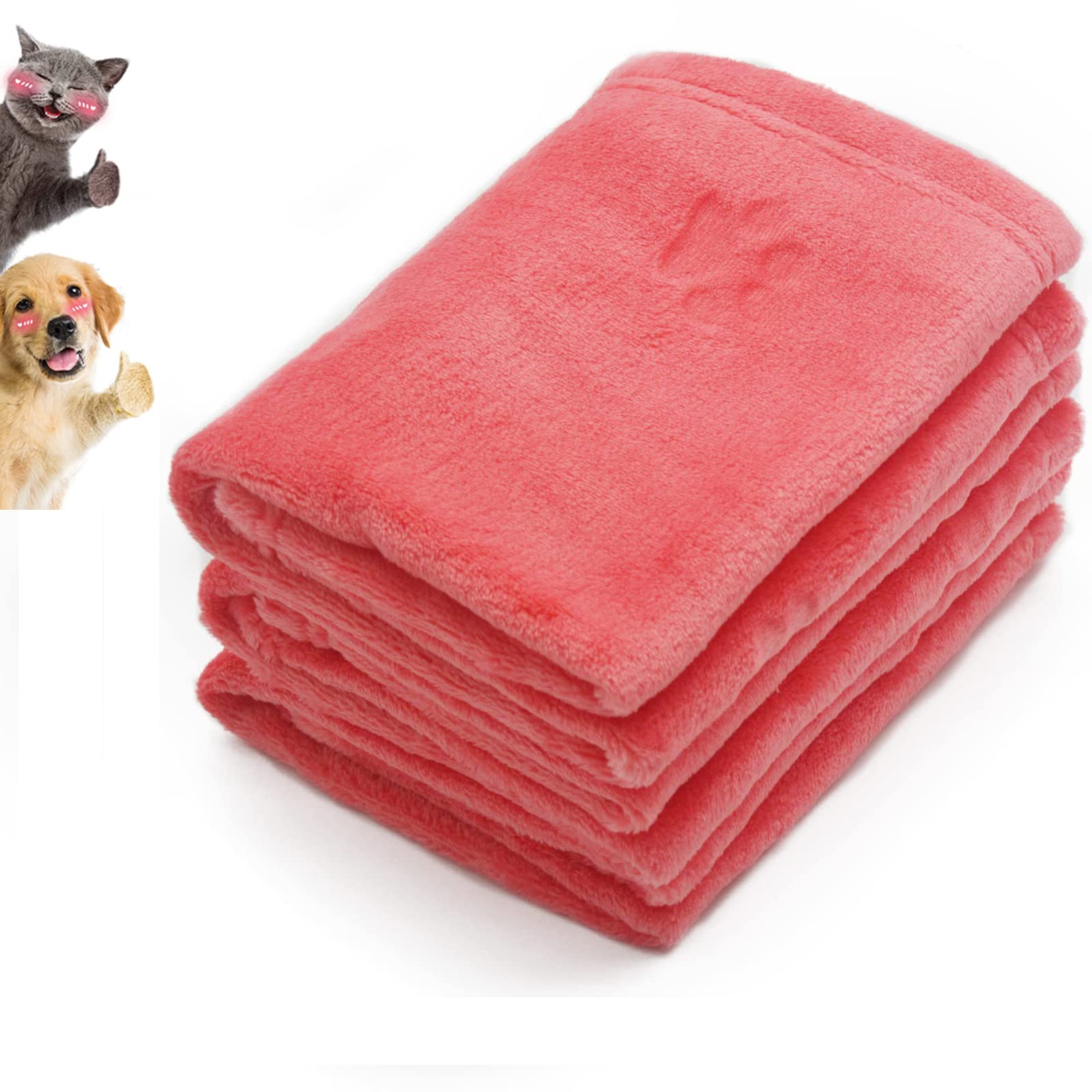 ELECDON3 Pcs Pet Flannel Blankets, Super Soft Fluffy Premium Fleece Pet Bed Blanket Cat Paw Cat Kitten Blanket, Cute Paw Print Blanket for Dog Puppy Pink Small (23"x15")