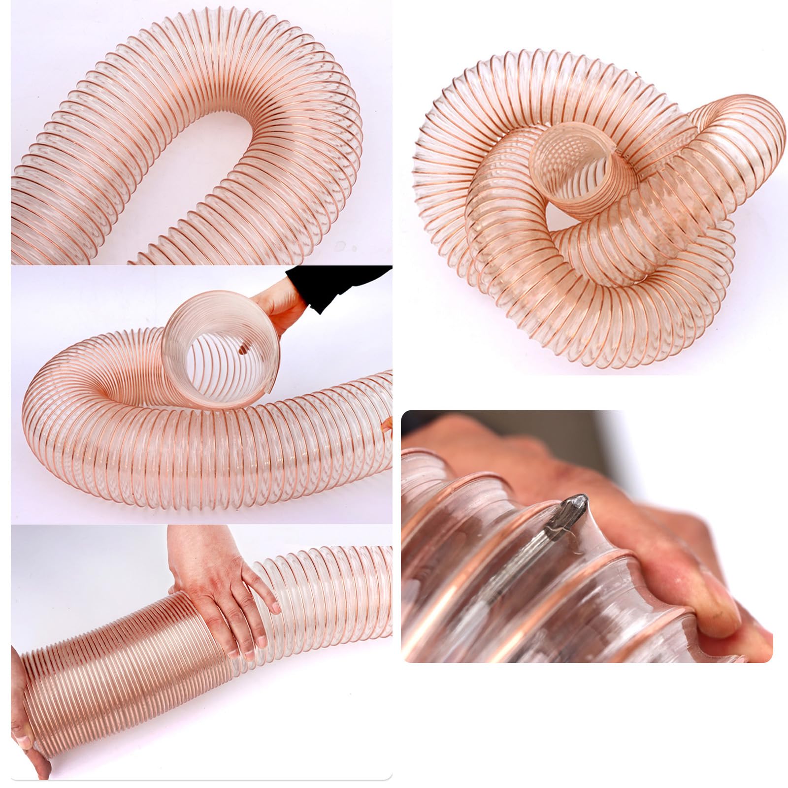 1,5 mm PU Absaugschlauch, Robuster Absaugschlauch für Staub und Späne, Flexibler, transparenter Vakuum- und Rauchabsaugschlauch für Holzbearbeitungs-Absauganlagen,Dia 400mm/15.7inch