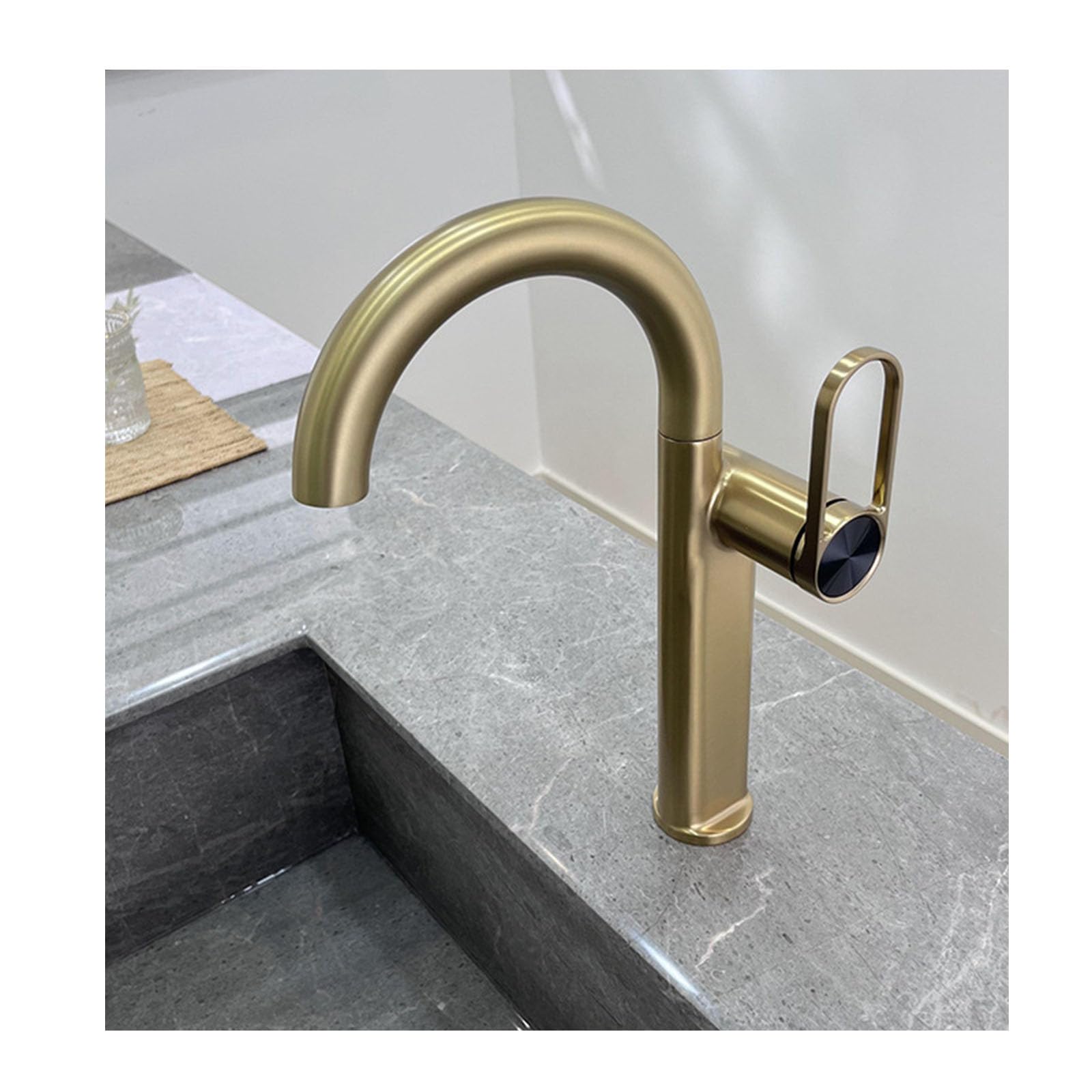 Single Handle Vessel Sink Faucet with Swivel Spout for Hot and Cold Water in Bathroom