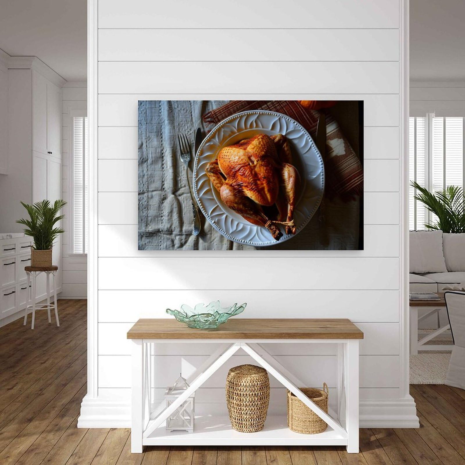 GMUKIFFY Stampa artistica su tela placcata con cibo su tela, pronta da appendere, decorazione da parete pronta da appendere, 50 x 75 cm