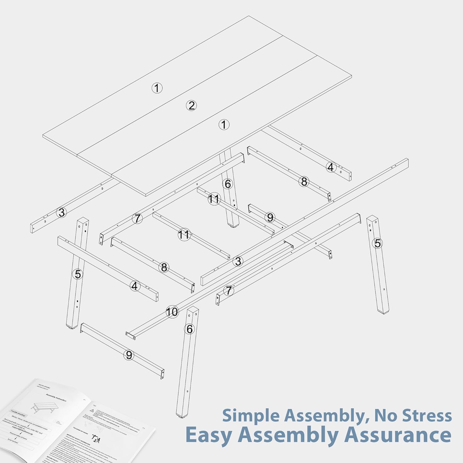 IDEALHOUSE Rustic Dining Table for 6-8 People, 70” Long Rectangle Kitchen Table, Industrial Farmhouse Wooden Kitchen Tables with Sturdy Metal Frame, Dining Room Table for Office, Home