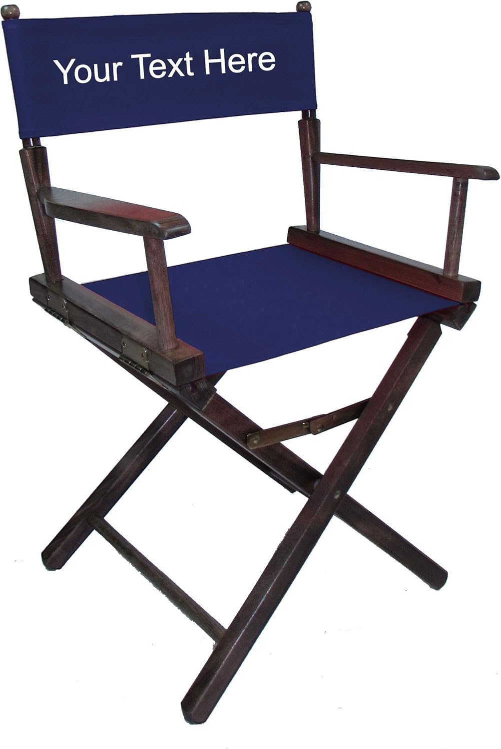 TLT Personalized Imprinted Commercial 18 Inch Table Height Walnut Frame Director's Chair - Navy
