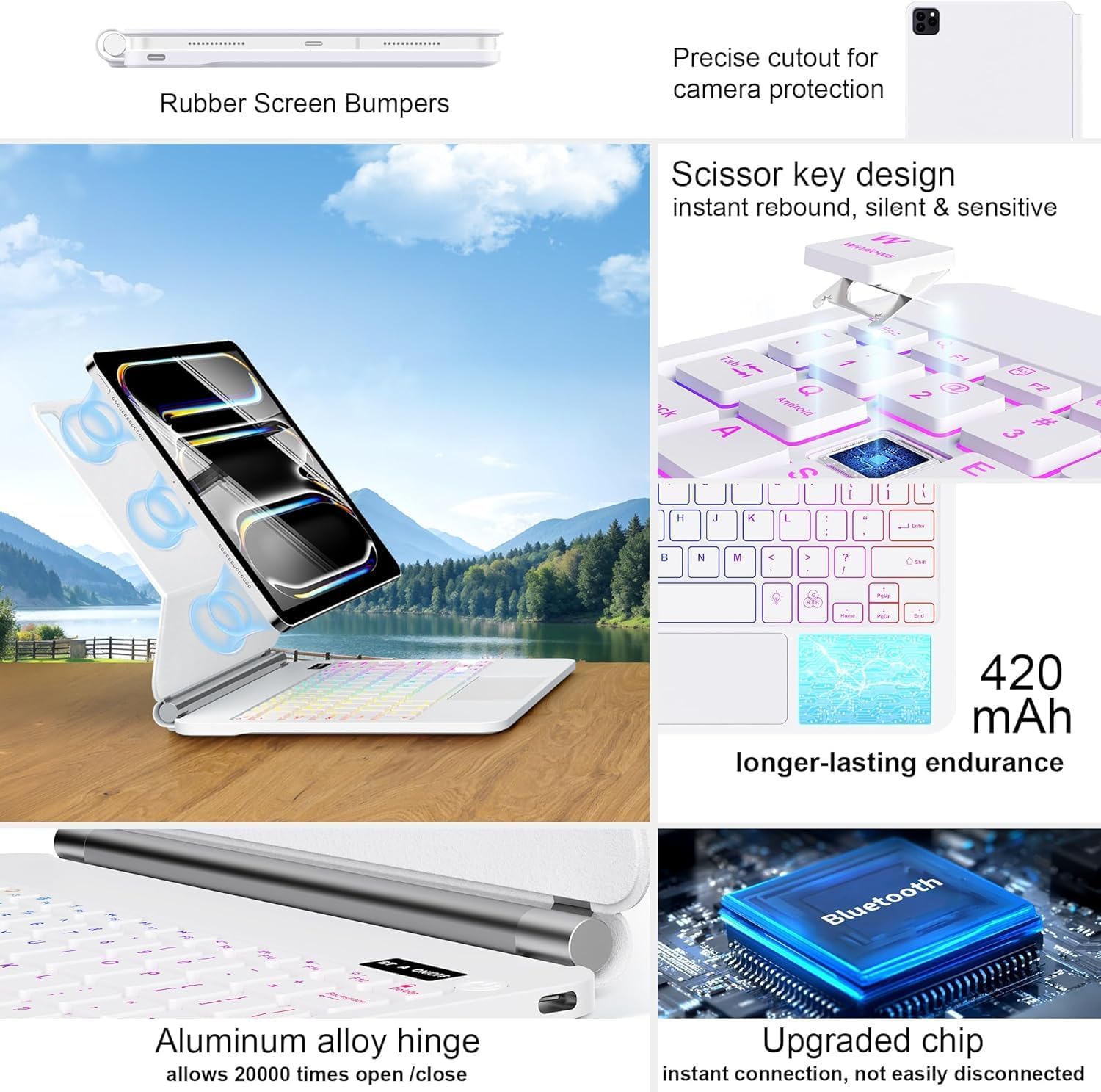 ALIWLHOF for iPad Pro 13 Inch Case with Keyboard (M5/M4, 2025/2024),iPad Pro 13 Keyboard Case with Easy-Set Magnetic Stand，7 Colors Backlight - Multi-Touch Trackpad Keyboard Case for iPad Pro 13