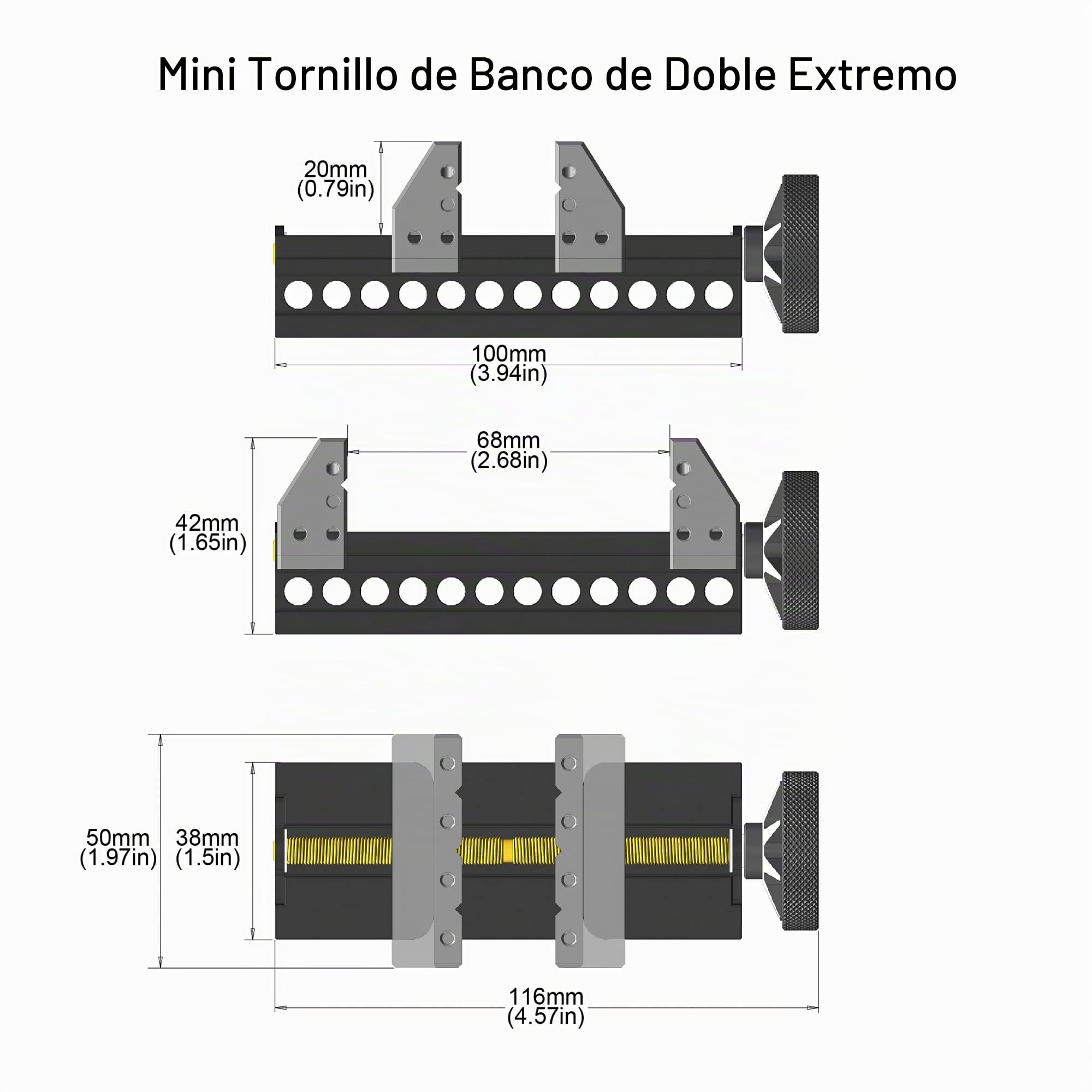 Tornillo de banco dual de AM ARROWMAX - Aleación de aluminio aeroespacial mecanizado CNC, mejora precisión y estabilidad