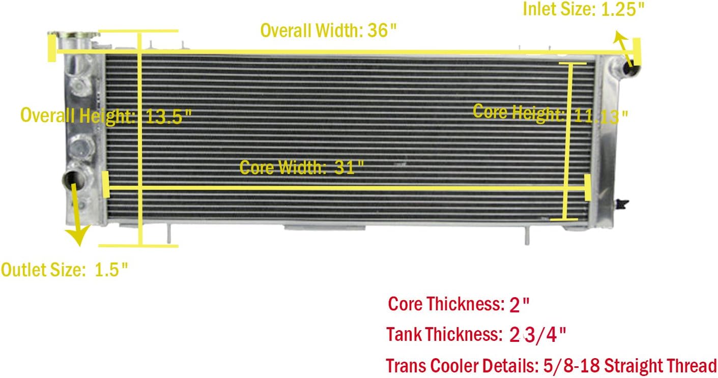 ALLOYWORKS 3 Row Aluminum Radiator for Jeep Cherokee XJ 1991-2001 /Jeep Comanche 1991-1992