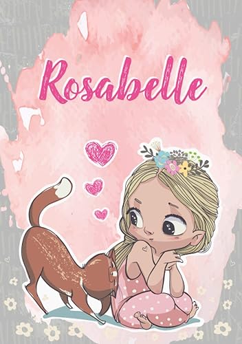 Rosabelle Taccuino A5 Nome personalizzato Rosabelle Regalo di compleanno per moglie, figlia, sorella, mamma Design gatto 120 pagine a righe, ...
