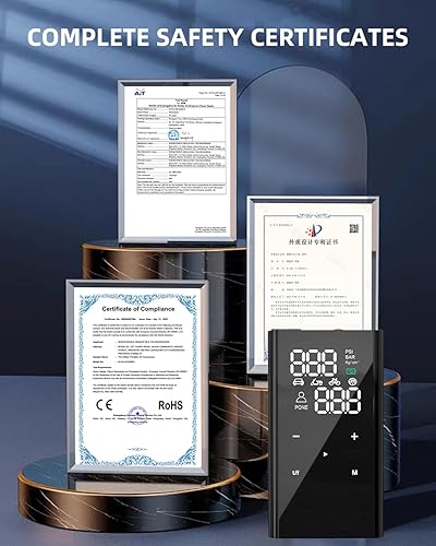 Miniatura 8 de Inflador de neumáticos de pantalla táctil completa, compresor de aire portátil, inflado 4 veces más rápido, apagado automático, bomba de aire