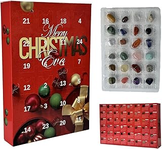 24 Gemstones Countdown Calendar, Christmas Countdown Gemstone, Countdown Calendar Crystal, Ore Christmas Countdown Calendar, Seasonal Decors For School Prizes, Birthday Party (A,large)