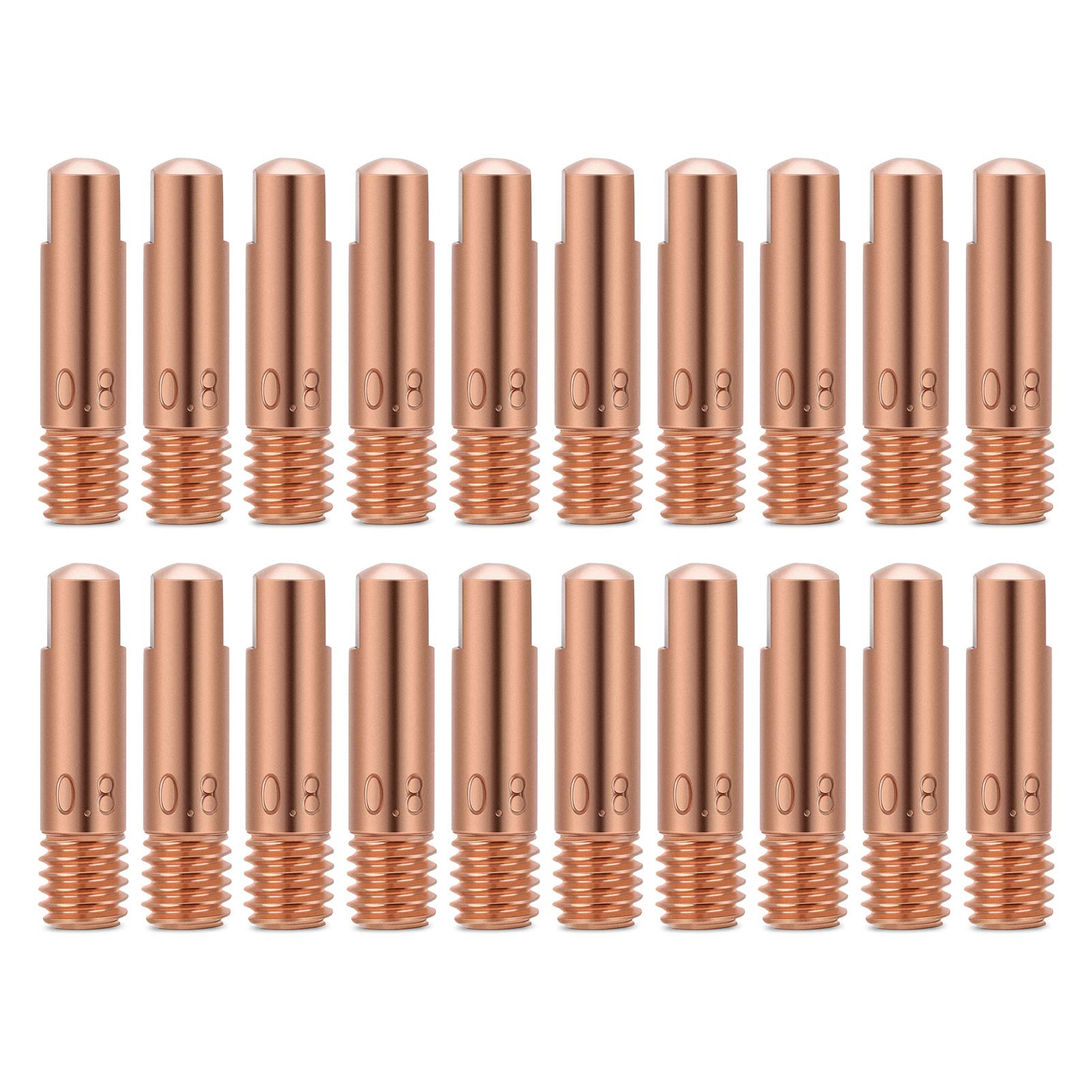 Yosoo Health Gear Welding Contact Tips, 20Pcs Copper Contact Tip For 15Ak Mig/Mag Welding Torch Consumables (0.8)