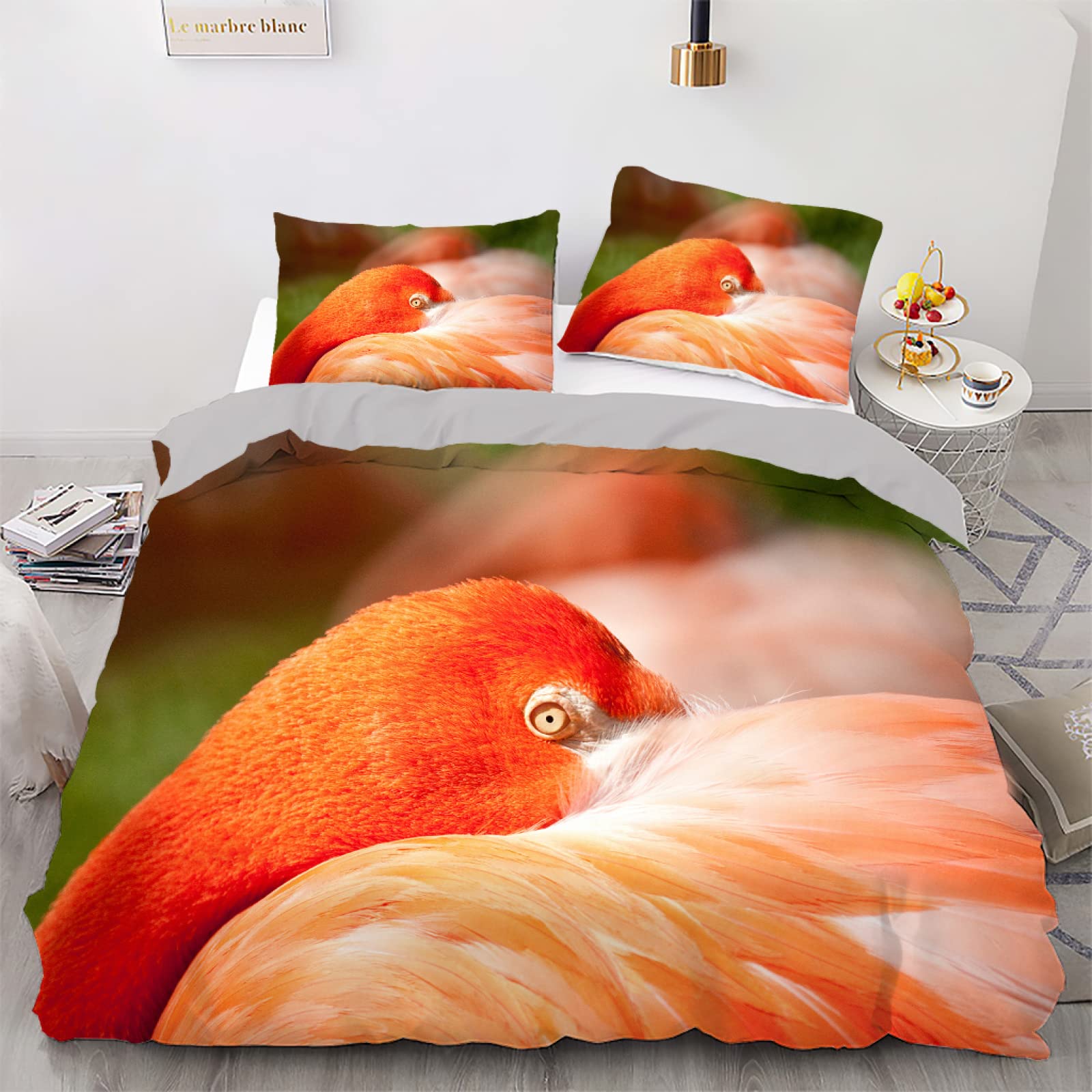 Housse de couette 140x200 fille oiseau rouge pour lit enfant facile à border