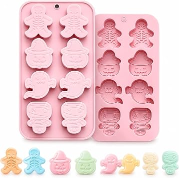 Halloween Chocolate Mold - Pumpkin, Ghost, Skeleton, Mummy & More Silicone Baking Tray
