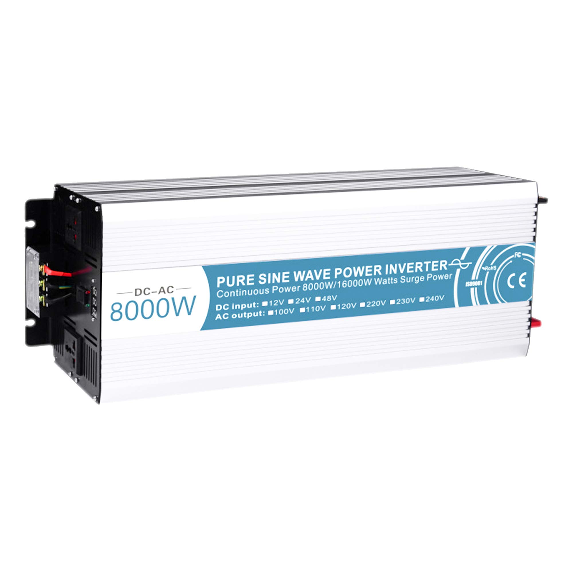 Reiner Sinus Wechselrichter, 3000W/4000W/5000W/6000W/8000W, DC zu AC Wechselrichter, Fest Verdrahteter USB-Anschluss Zwei Wechselstromsteckdosen, für Car Home Solar