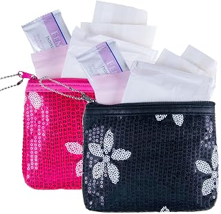 First Period Kit to-GO Black & Pink Bundle - Organic Biodegradable Tween Pads & Liner - Period Bags for Teen Girls for School - Period Pouch & Teen Pads for Girls Ages 11-14, Teen Pads for Periods