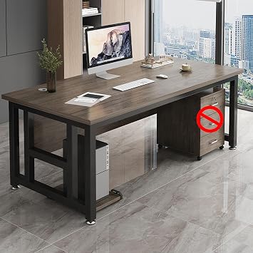 Computer Desk, Gaming Desk, Work Desk, Computer Desk, Study Desk, with Host Tray, 0.6 inch 1.5 cm Thick, Strong Load Capacity, Steel Legs, Adjustable Foot Pad, Office Desk, Computer Desk