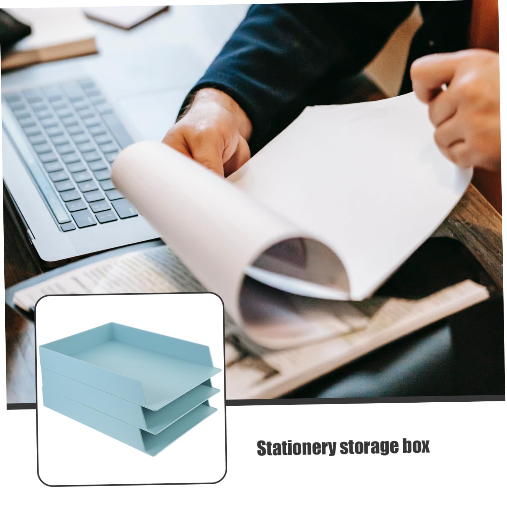 Tofficu Caja de Almacenamiento de Archivos Decoracion Colegio A4 Apilable | Abs Verde, Gran Capacidad y Diseño Ligero, Uso en Oficina y Dormitorio, Paquete de 3 Piezas