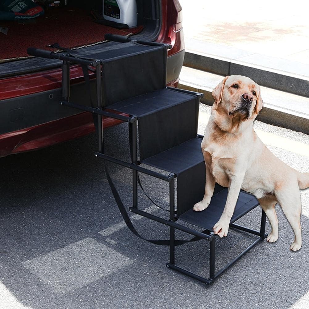 Car Dog Steps Pet Stairs Dog Ramp Lightweight Folding Pet Ladder Ramp Dog Stairs for High Beds Trucks Cars and SUV (Color : Black Size : Same Size) image 4