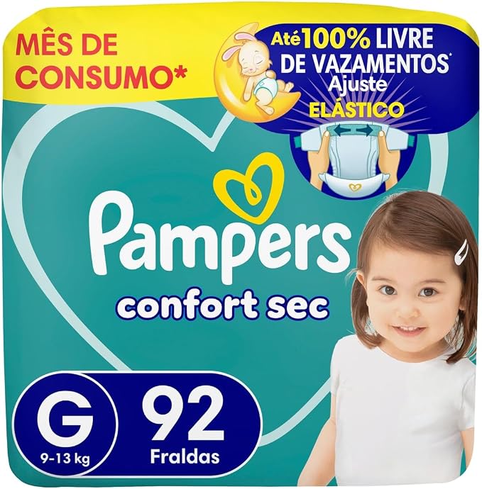 Fralda Pampers Confort Sec Tamanho G, 92 Unidades