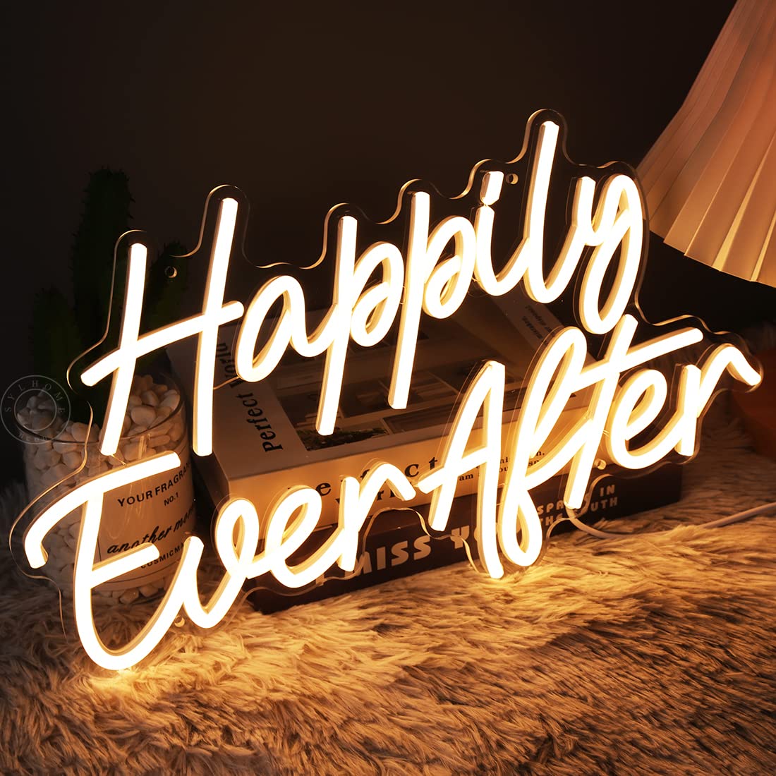SYLHOME Happily Ever After - Insegna luminosa al neon a LED, per festa di matrimonio, compleanno, decorazione da parete, USB, decorazione per camera da letto, casa, pub, regali di San Valentino, luce