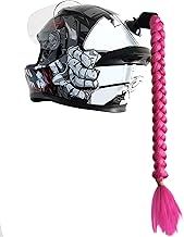 Flaconi Motorcycle Helmet Braids, Helmet Braids, Motorcycle Ponytail Helmet, Accessories for Motorcycle Helmet, Motorcycle Braids, Suitable for Motorcycles, Ski Bikes (Rose Red)