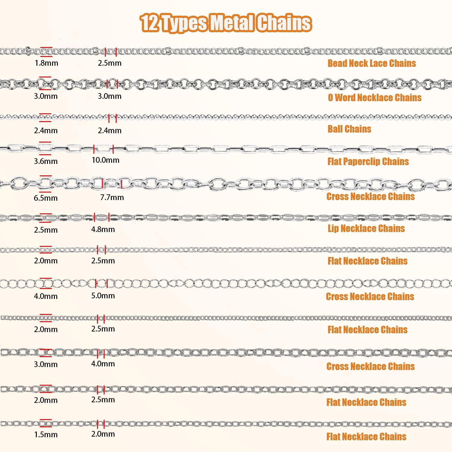 Fesorsi Silver Chain for Jewelry Making, 95ft 12 Style Steel Jewelry Chain, Electroplating Process, for DIY Necklace Chains, Tassel Pendants, with Jump Ring, Lobster Clasp, Pliers - Image 7