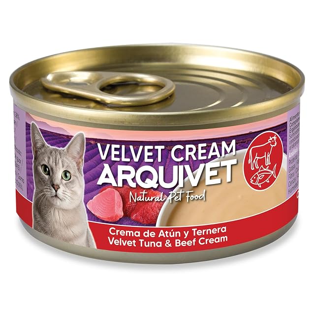 Foto 2 de 4 de Pack 24 Unidades - Crema de atun y Ternera para Gato Velvet Cream - Latas de 80 g - Comida húmeda para Gatos
