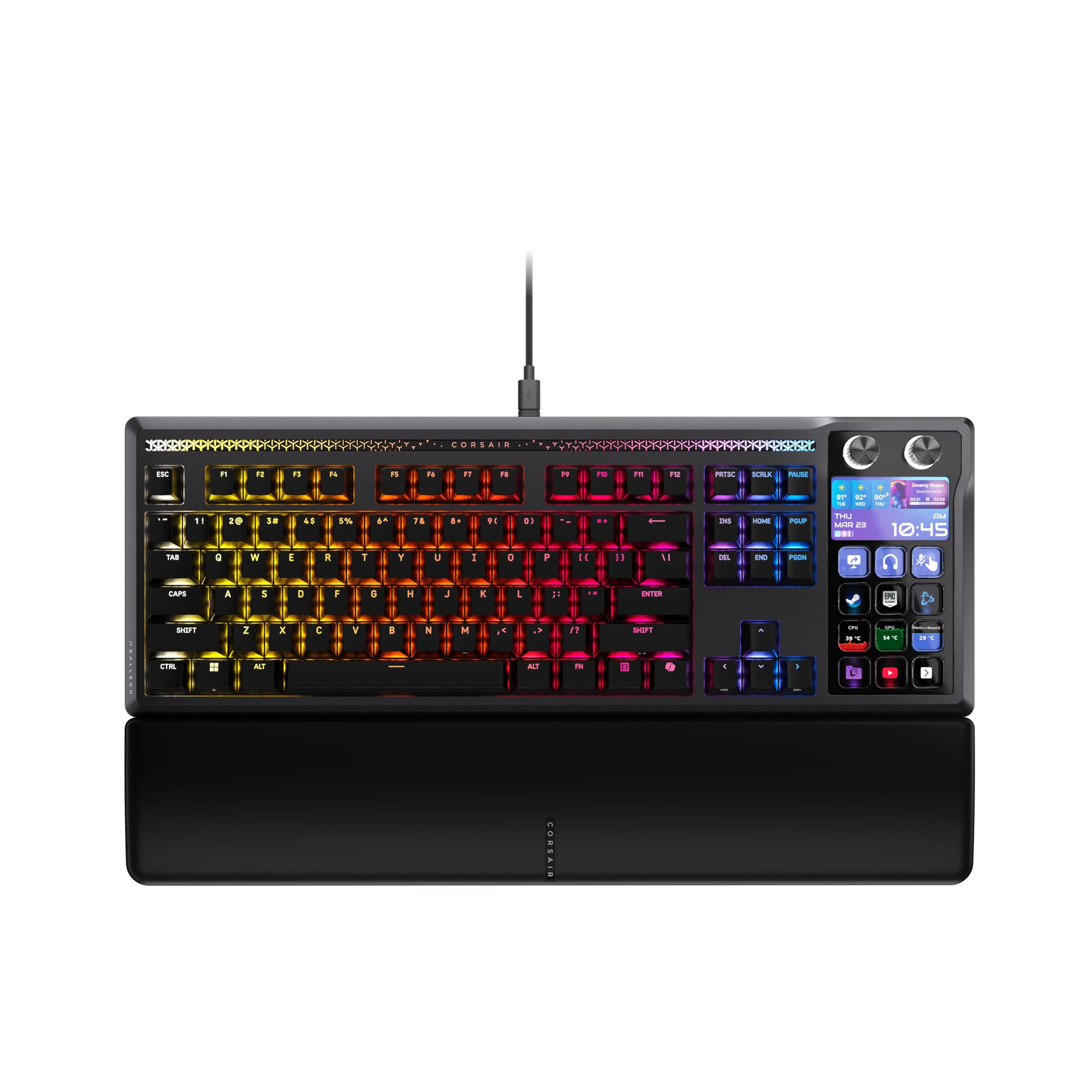 CORSAIR Galleon 100 SD Mechanical Wired Keyboard – Elgato Stream Deck-Integrated, Pre-Lubed Hotswappable MLX Pulse Thocky Switches, PBT Double-Shot, FlashTap SOCD, 8,000Hz, US Layout – Black