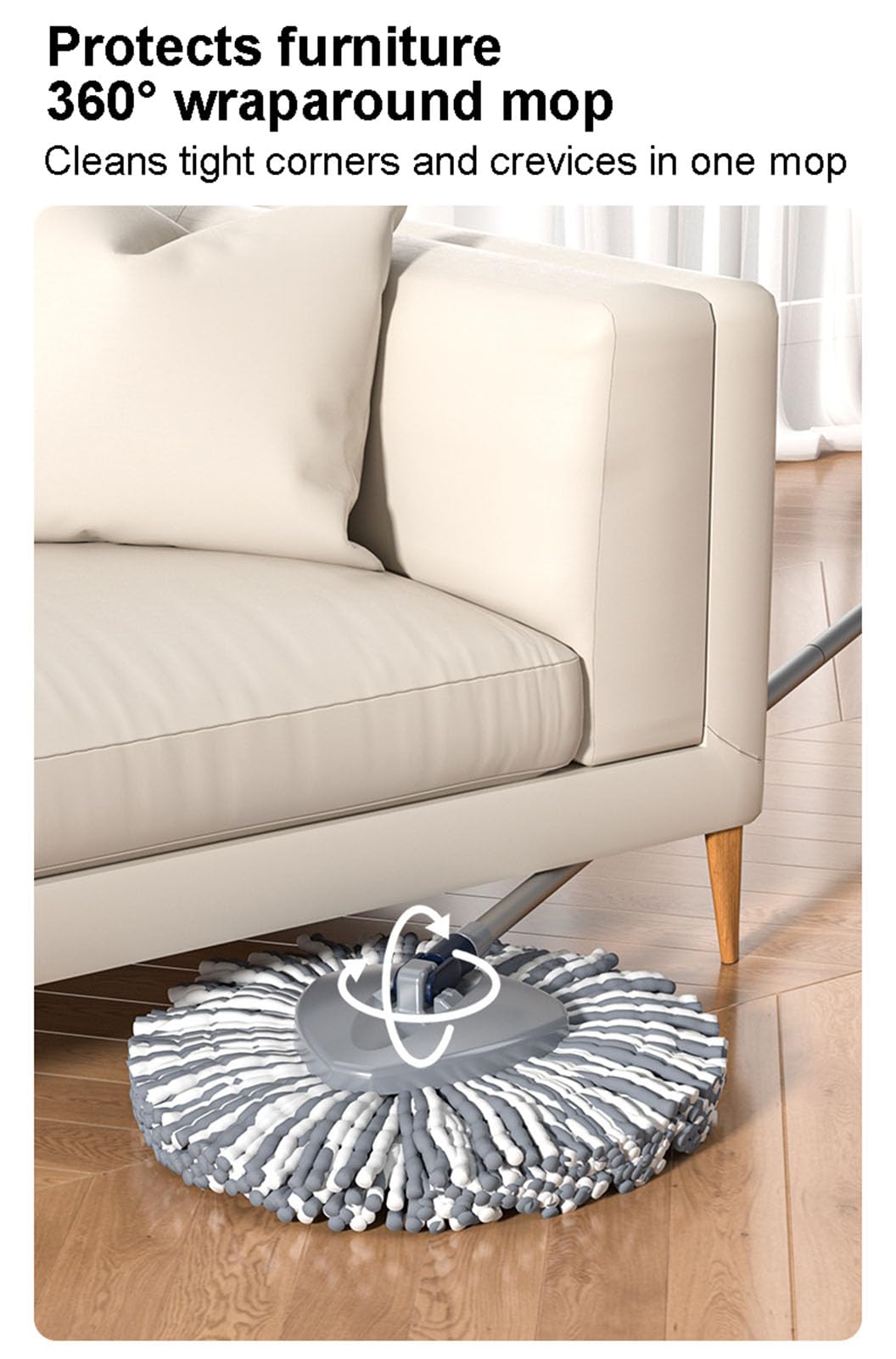 Sistema de fregona giratoria con mango ajustable, almohadillas de microfibra, limpieza eficiente del suelo para el hogar, fácil uso, brillo sin rayas, perfecto para madera dura y azulejos
