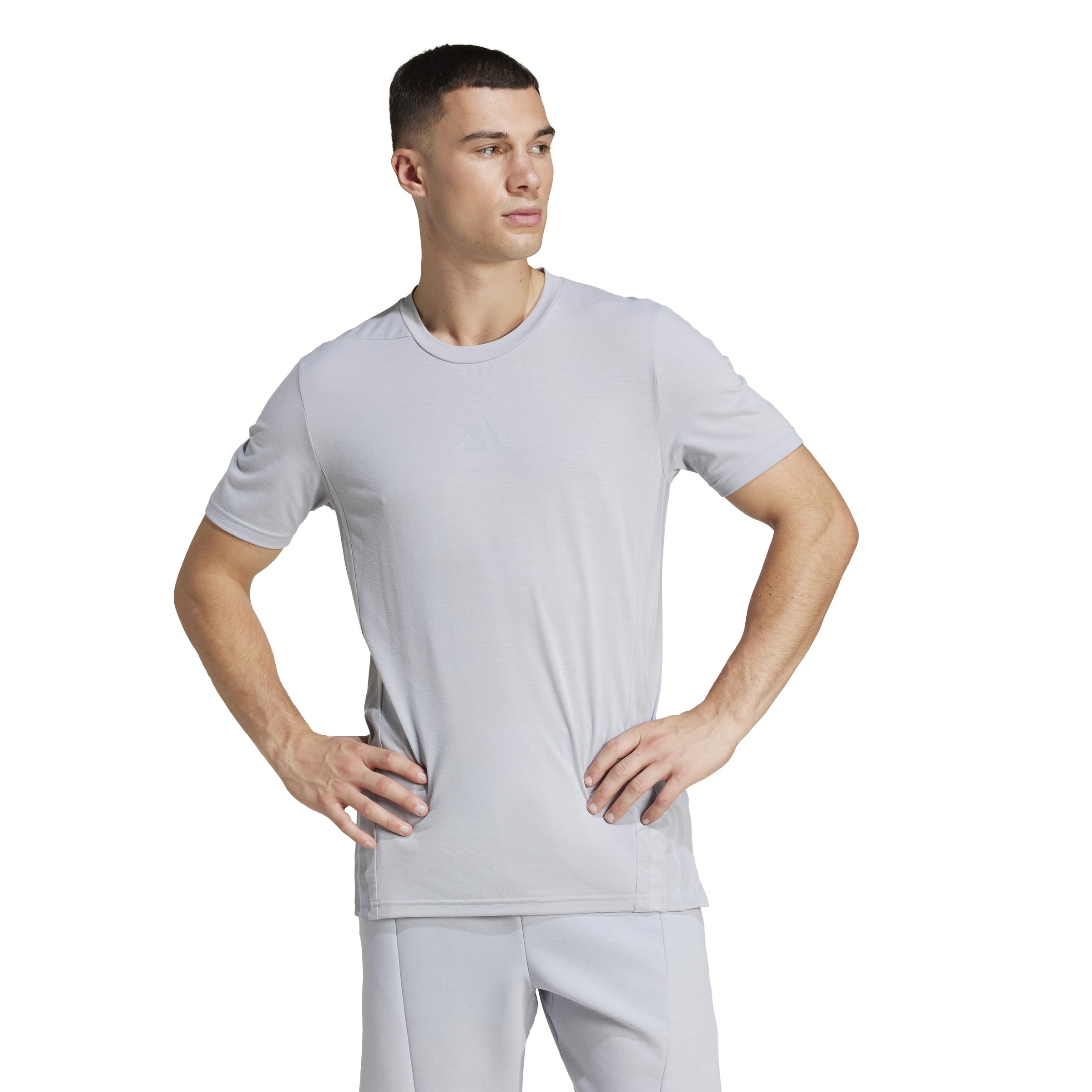 Adidas Men's Gris Jersey D4t 3-Stripes