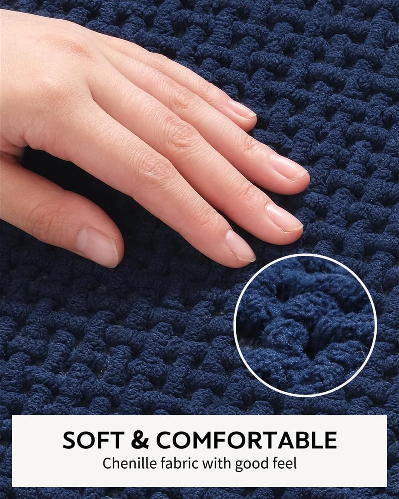 LINGKY Alfombra de Baño Antideslizante y Absorbente, Alfombrilla Baño Secado Rapido, Alfombrilla para Bañera y Ducha Extra Suave y Súper Cómoda de Microfibras de Chenilla (Azul Oscuro,60x160 cm)