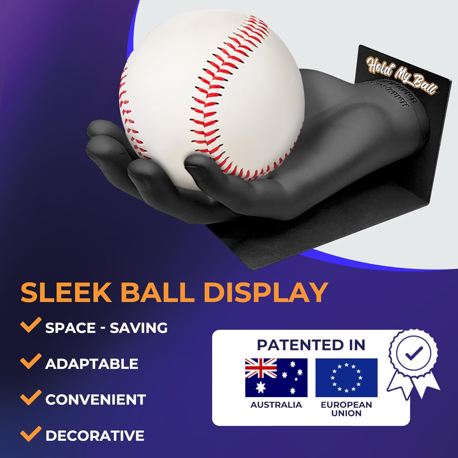 Small Hand-Sculptured Ball Holder & Stand - Compact Rack for Baseballs, Tennis Balls, or Cricket Balls - Durable Sports Display Organizer, Non-Slip Table Stand for Storage, Man Cave, or Sports Room