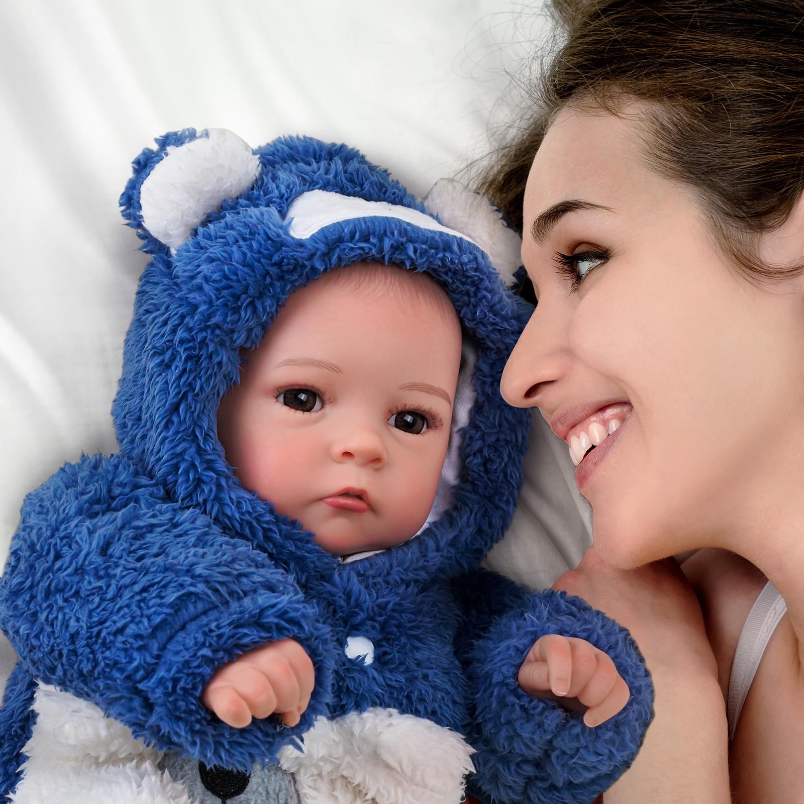BABESIDE Reborn Babypuppe Wie Echtes Baby - 17 Zoll Vin-yl Stoff Körper Lebensechte Schlafen Babypuppen Junge Mit Weichem Körper Alive Puppe