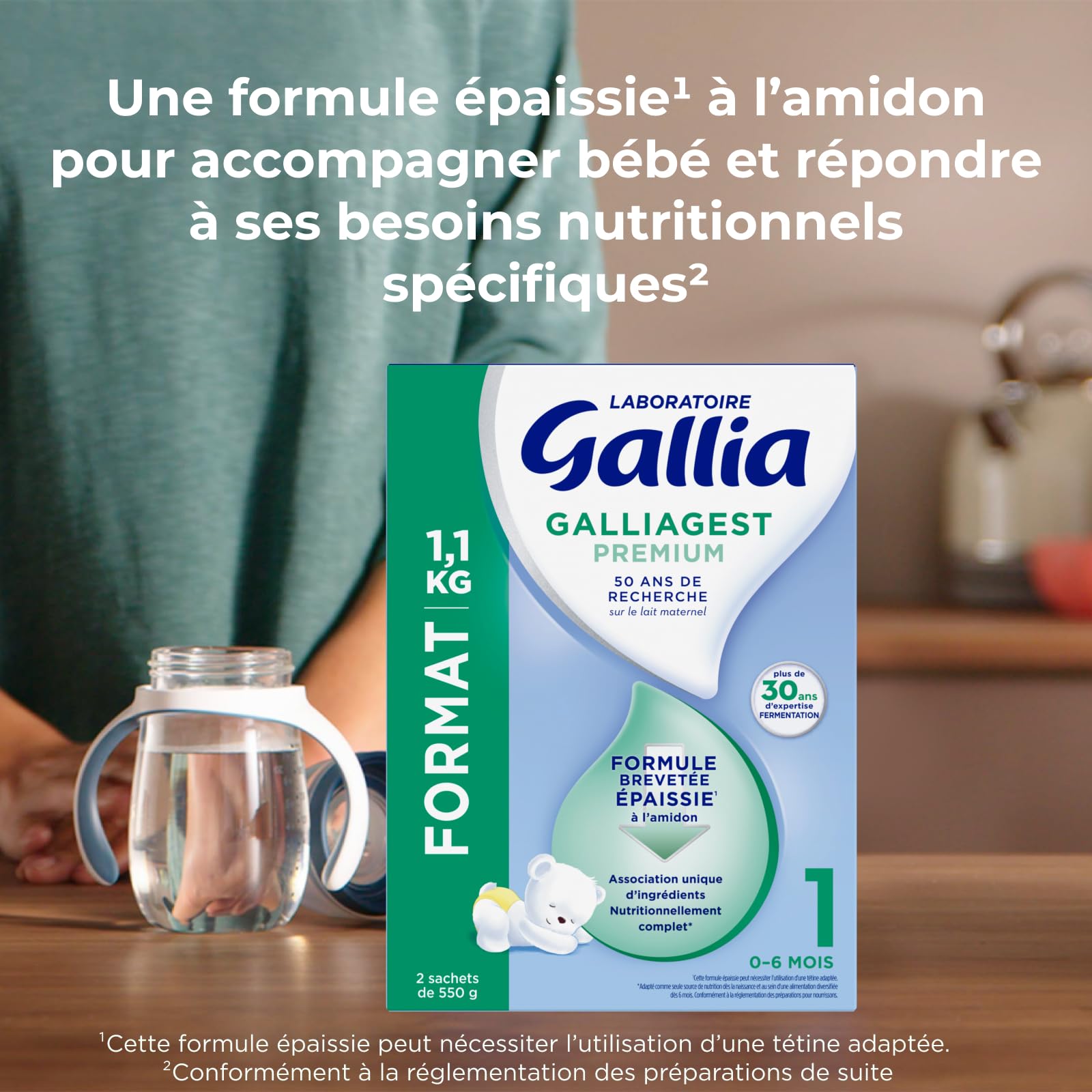 Laboratoire Gallia - Galliagest Premium 1 - Lait en Poudre - Lait Bébé de 0 à 6 Mois - Dès la Naissance - 1,1kg (Lot de 3)