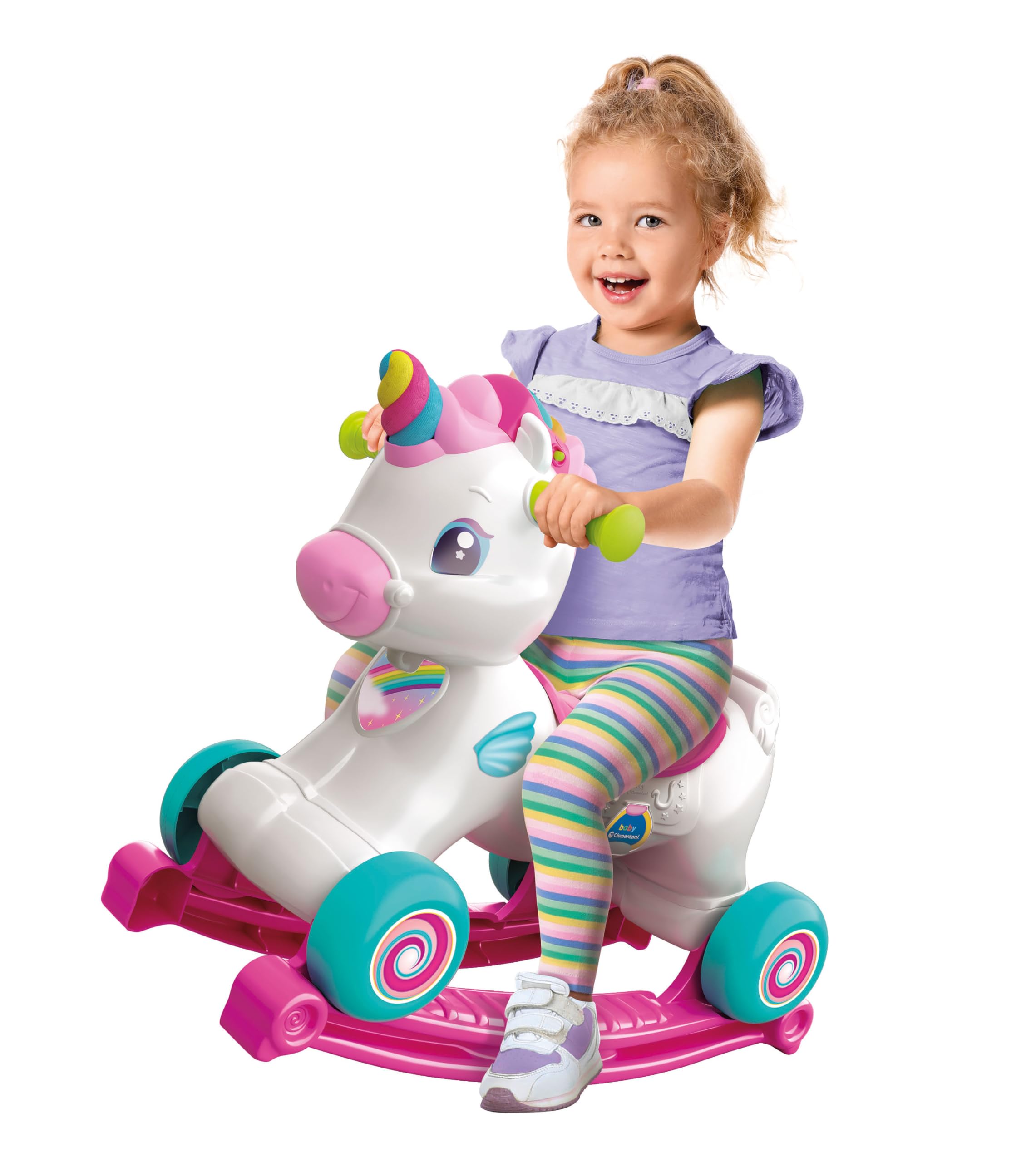 Clementoni 61555 La Licorne à Bascule avec Musique, Chiffres, Lettres, pour bébés à partir de 12 Mois
