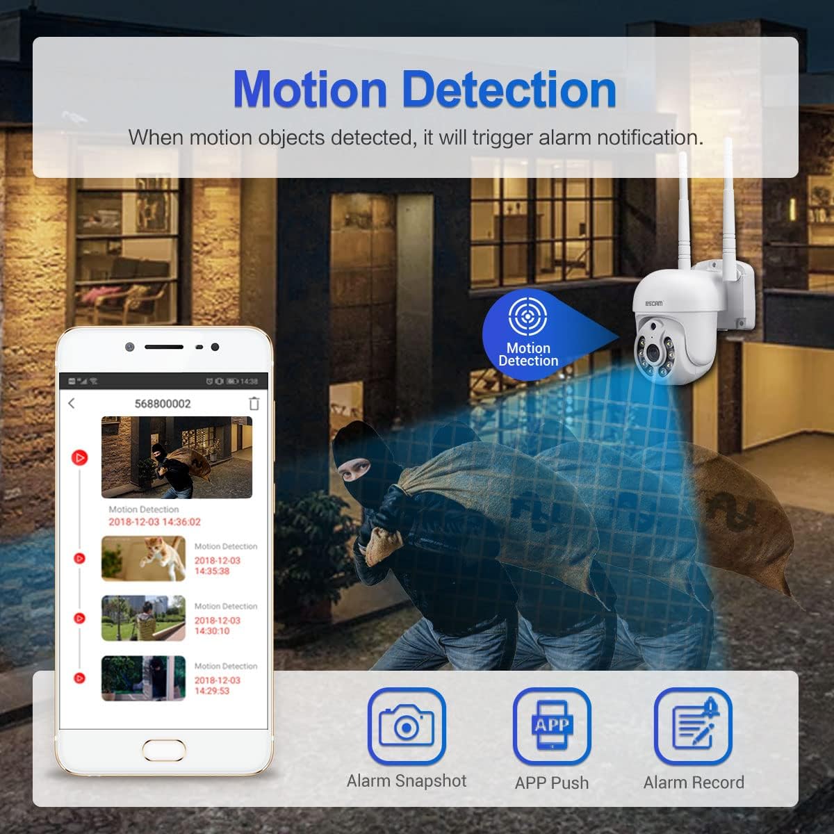 Motion Detection feature with phone notification example