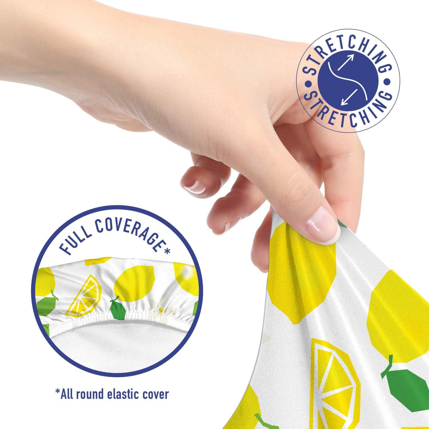 Ambesonne Lemons Office Chair Slipcover, Continuous Citrus Leaves Flower Blossoms Polygonal Inspired Print, Protective Stretch Decorative Fabric Cover, Yellow Fern Green