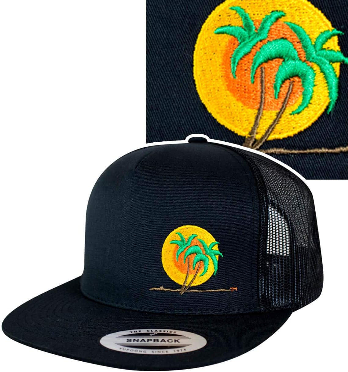 The Cledus - Palm Classic 6006 Snapback Trucker Baseball Hat - Stylish Cap for Everyday Wear - Embroidered Logo (Black) - Image 2