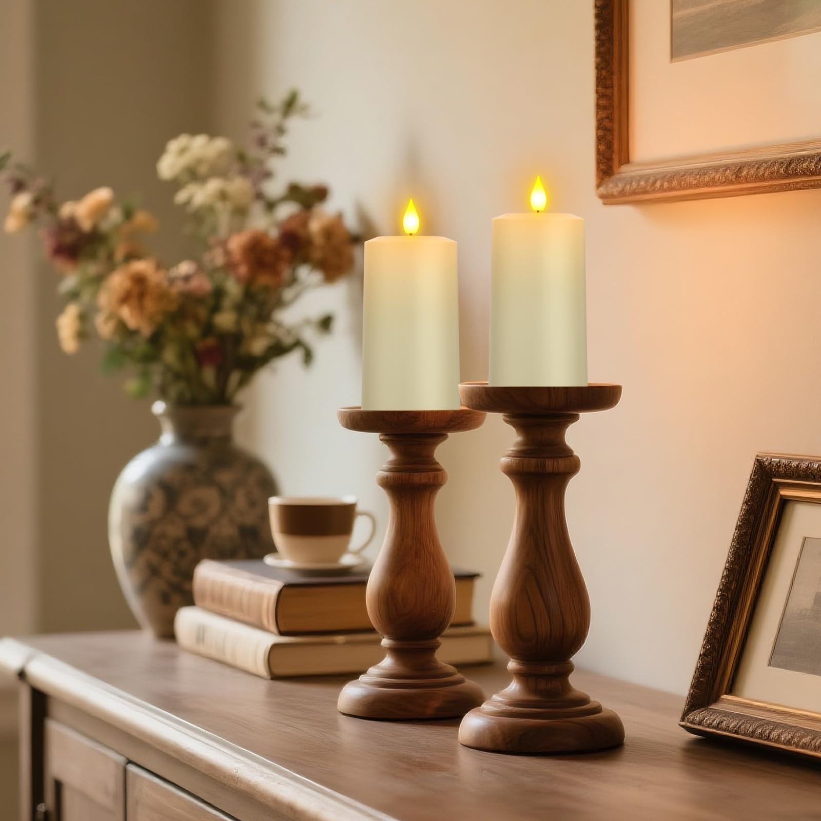 PChero Candele ricaricabili con telecomando, confezione da 4 candele elettriche a LED tremolanti senza fiamma, con design spento, per decorare la casa, la stanza, Halloween, Natale, decorazioni da