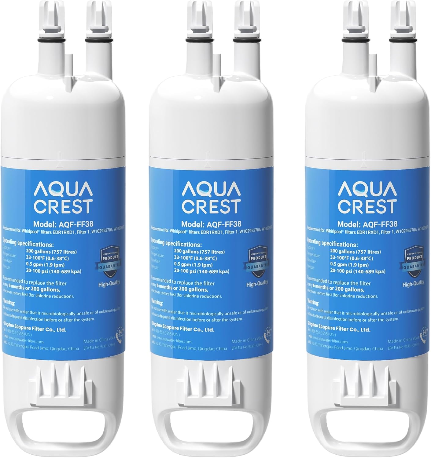 AQUA CREST W10295370A Refrigerator Water Filter, Replacement for
