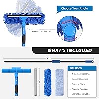 Vista 2 de VITEVER Herramienta Limpiadora Profesional de Escobilla de Goma para Ventanas de 69'' con Poste de Extensión, Escobilla de Goma 2-en-1 para Kit