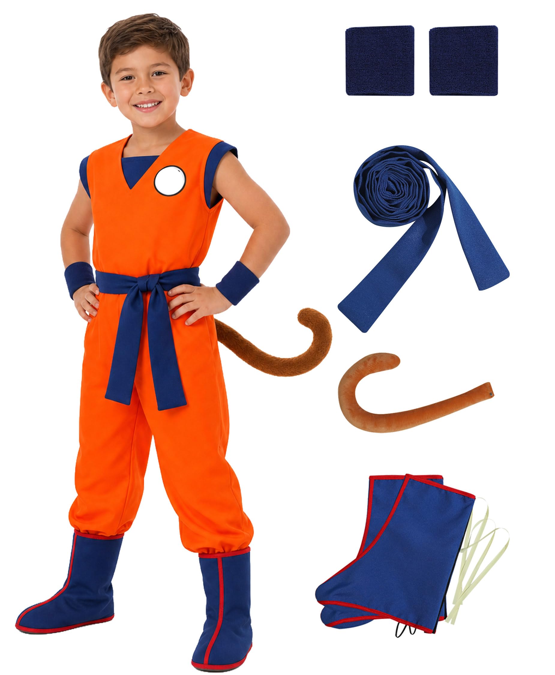 6 Pcs Anime Costume for Kids Halloween Cosplay Dress up Outfit