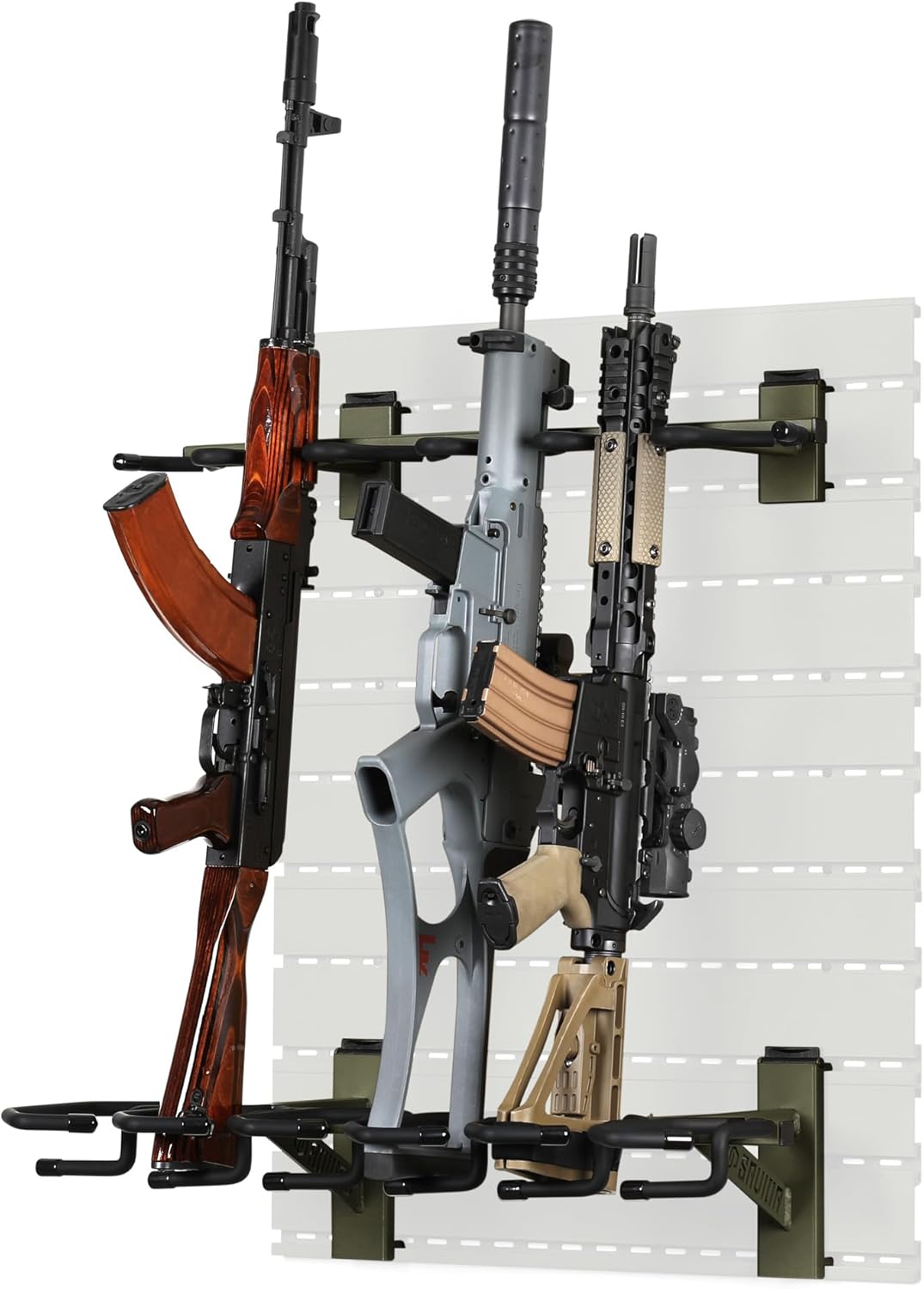 Savior Equipment Wall Rack System Tactical 6-Rifle Carbine Shotgun Storage Wall Mount Hanger, Heavy-Duty Steel Modular Firearms Gun Wall Gear Accessories Organizer