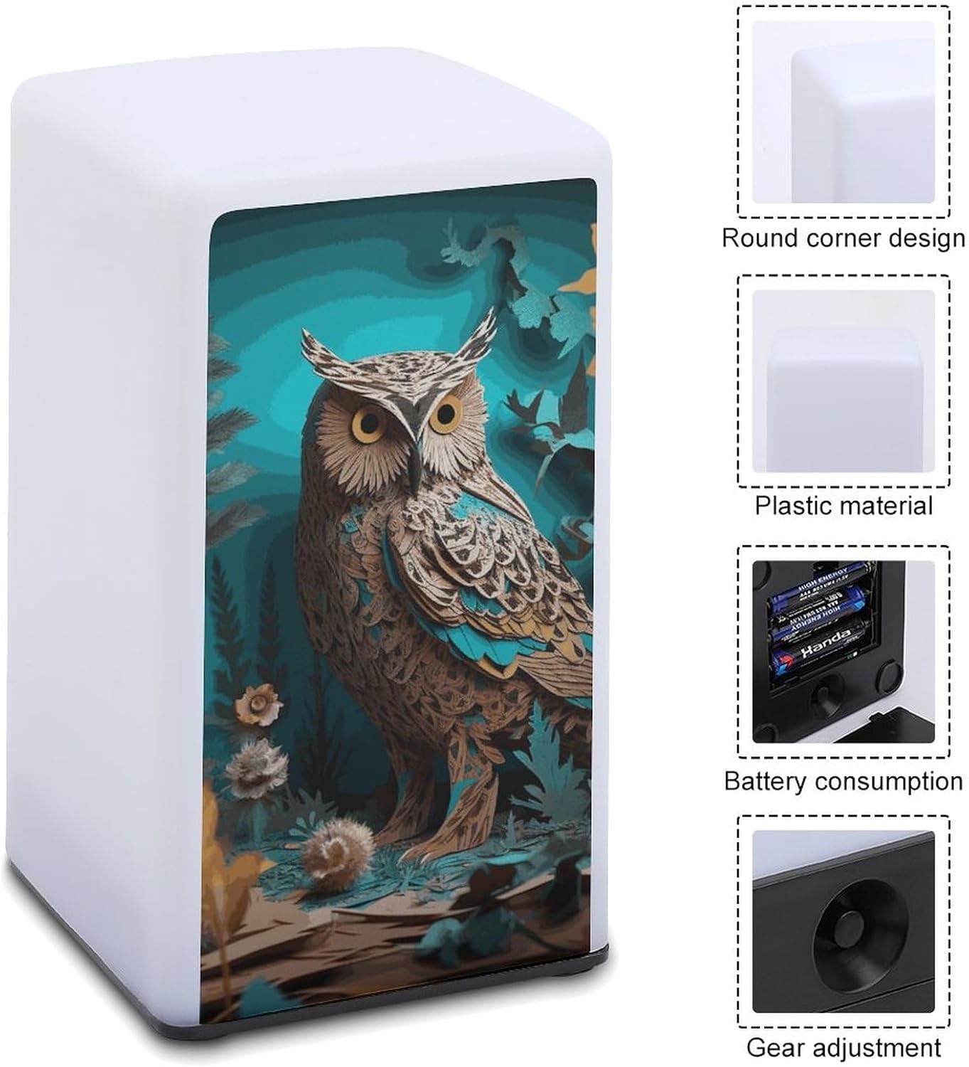 Desk Lamp for Office Home Dimmable Small Desk Lamp Dark Owl Battery Operated Lamp for Reading Study Work