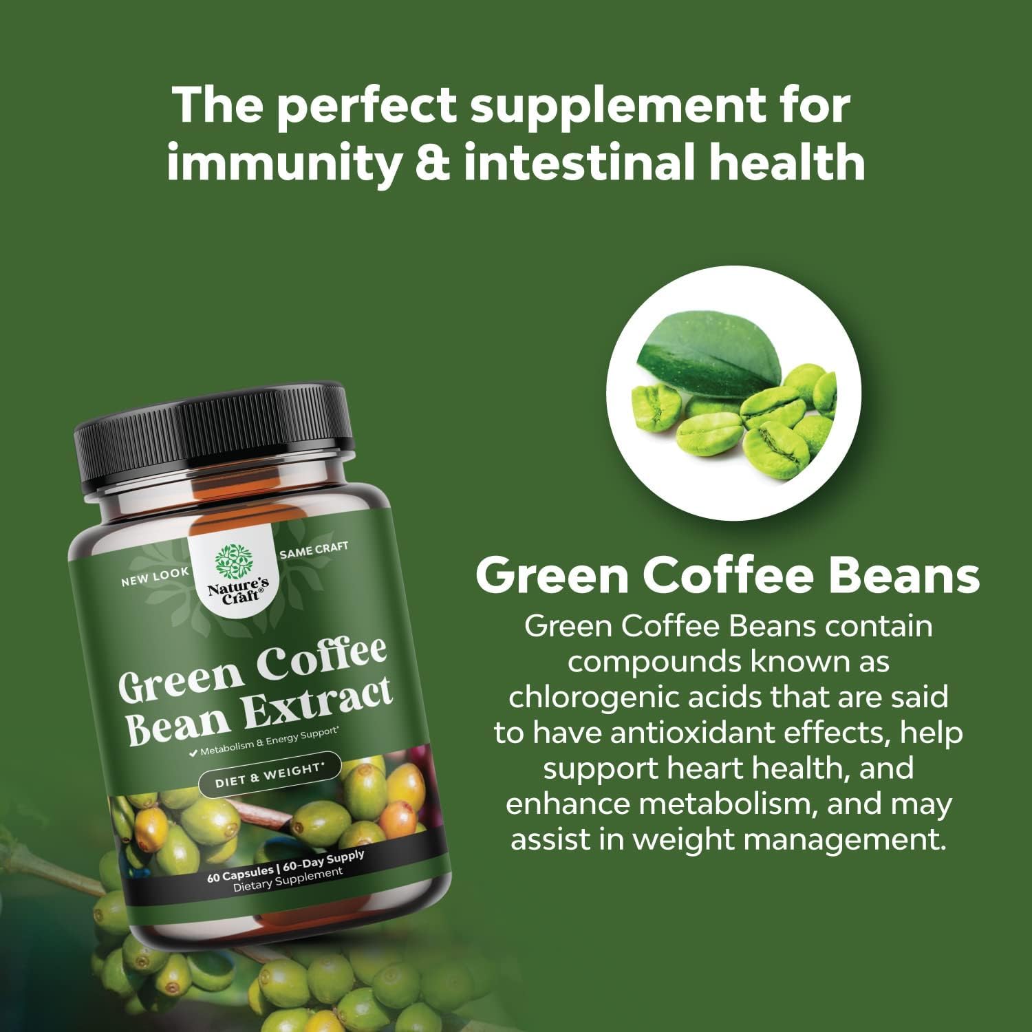 Pure Green Coffee Bean Extract - Super Energizing Green Coffee Extract with 50% Chlorogenic Acid for Antioxidant Heart Health Mental Focus and Size Reduction - Natural Energy Supplement for Adults