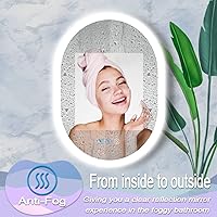 Vista 3 de Espejo retroiluminado ovalado de 32 x 24 pulgadas, brillo ajustable de 3 colores, retroiluminado, espejo de tocador ovalado iluminado para pared