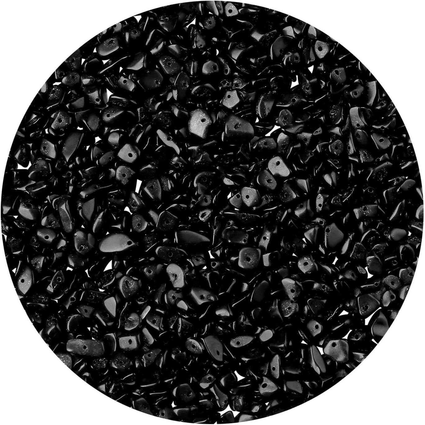 LAIDANLA Black Obsidian 400pcs Natural Chip Stone Beads 5-8mm Healing Crystal Irregular Gemstones Drilled DIY Loose Rocks Bead Crystal for Bracelet Earrings Necklace Jewelry Making Crafting