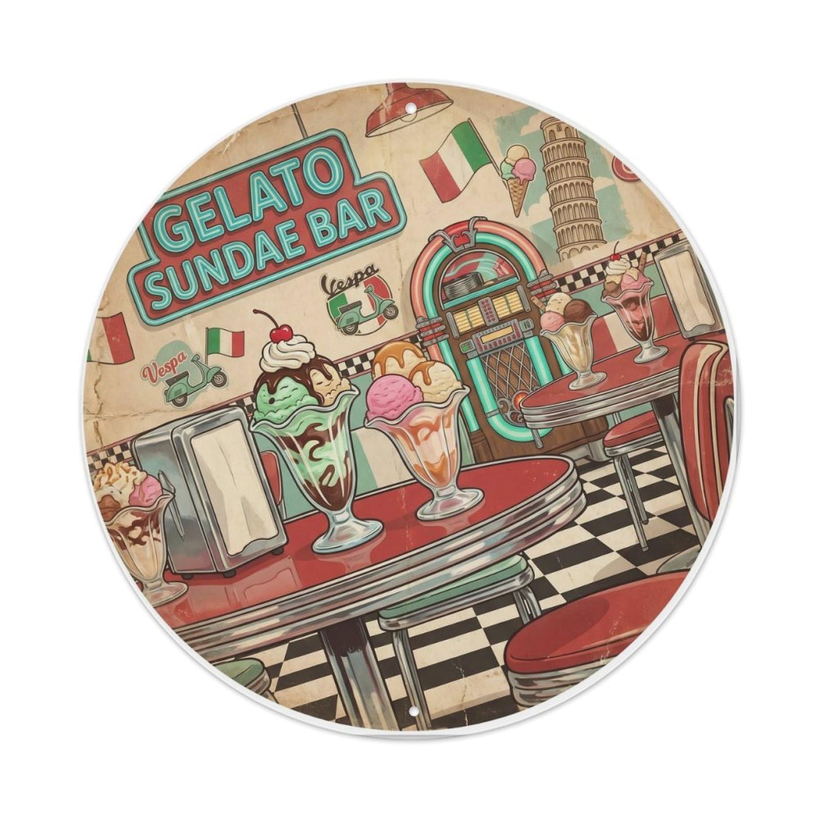 Gelato Ice Cream 1950s Diner Food Market Metal Tin Sign