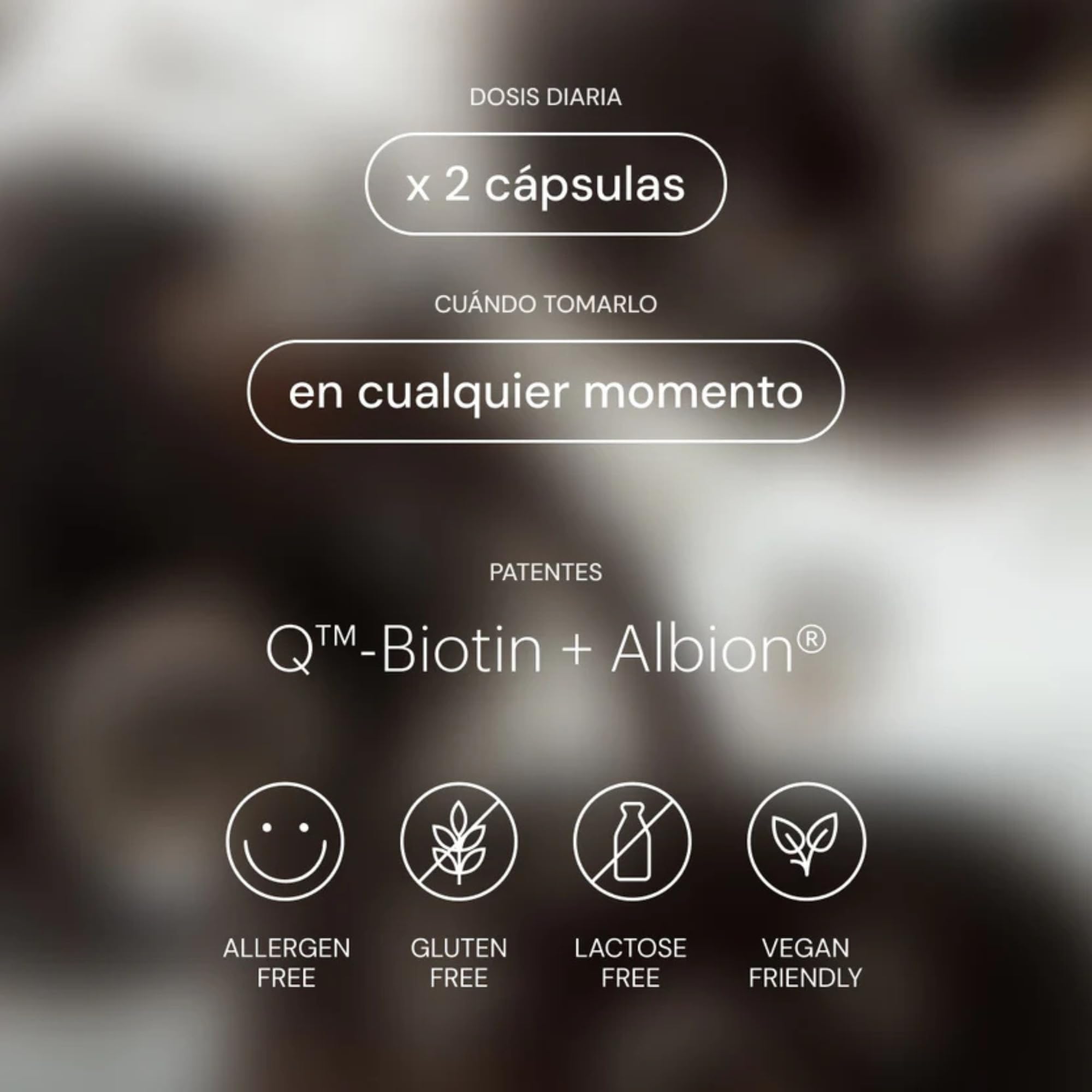 Biotina para el Cabello con Zinc - Vitaminas Anticaída Mujer y Hombre - 60 Cápsulas - Fortalece el Crecimiento del Cabello